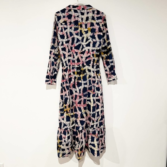 BUSAYO Collective Midi Shirtdress Front Button Closure Hi-Lo Hem Blue Size Small - Picture 3 of 11